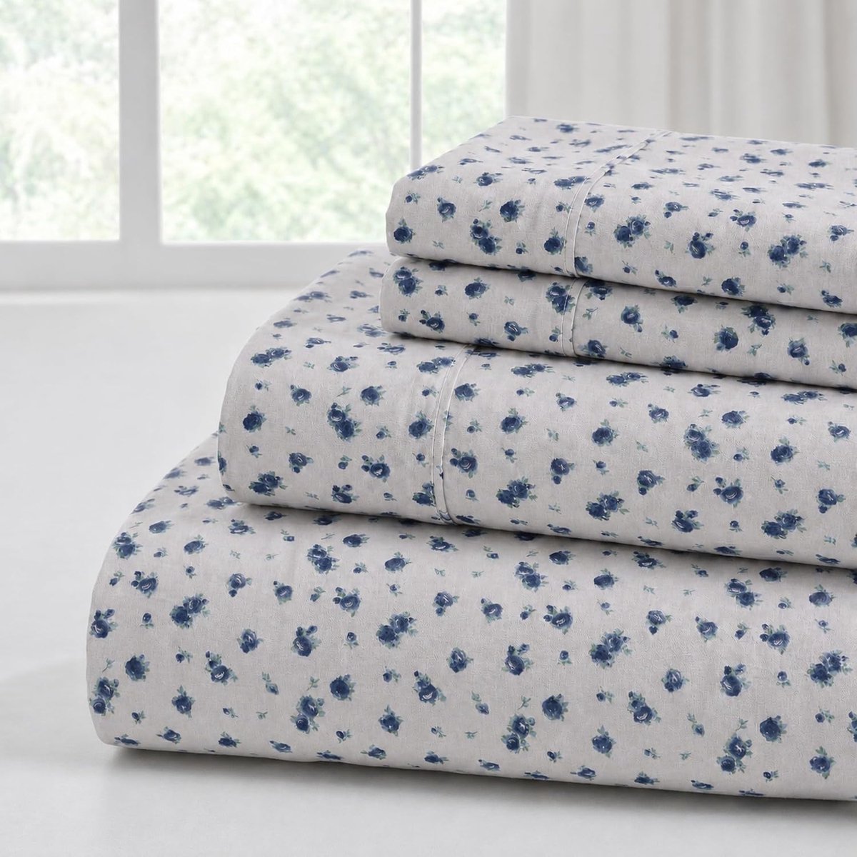 SnelShoppen - Luxe Microfiber Bedlakens Set - Zacht en Ademend - Inclusief Bovenlaken, Diepe Hoek Fitted Sheet en Kussenslopen - Sweet Rose Blauw - Vo
