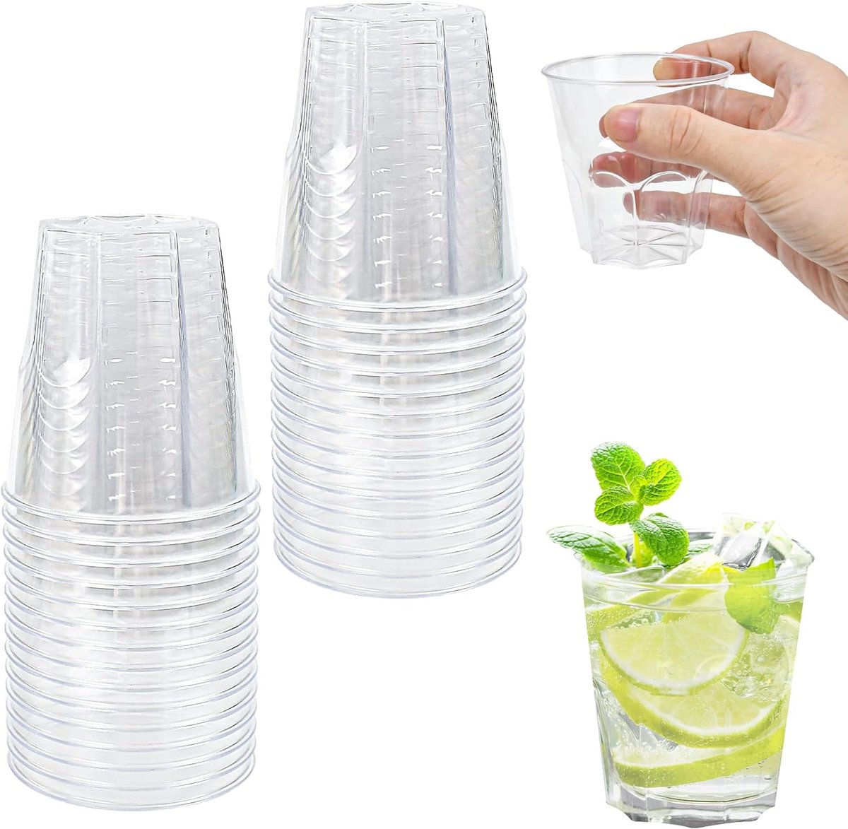 SnelShoppen - Pack van 30 Herbruikbare Plastic Bekers 0.2L - Transparante Cocktail Glazen - Ideaal voor Feesten, BBQ, Verjaardagen en Trouwen