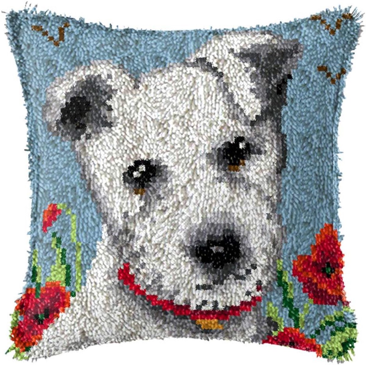 SnelShoppen - Klink Haak Kussen Kits 17x17 Inch Hond Roze Gedrukt Kussensloop Gehaakte DIY Hobby Ambachten Garen voor Borduurwerk Slaapbank Kussens
