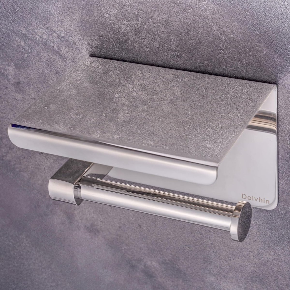 SnelShoppen - Toiletpapierhouder zonder boren met plank | Toiletrolhouder geborsteld RVS | Zelfklevende toiletrolhouder | Badkamer set voor toiletpapi