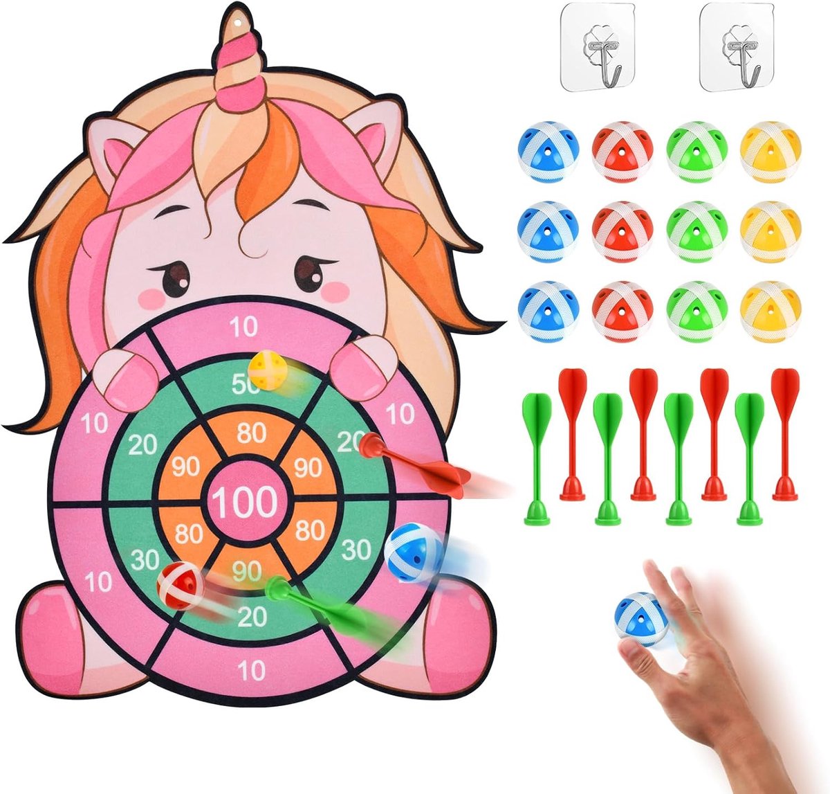 SnelShoppen - Velcro Dartbord voor Kinderen - Dartspel met Klittenbandballen en Darts - Veilig Speelgoed voor Binnen en Buiten - Verjaardagscadeau voo