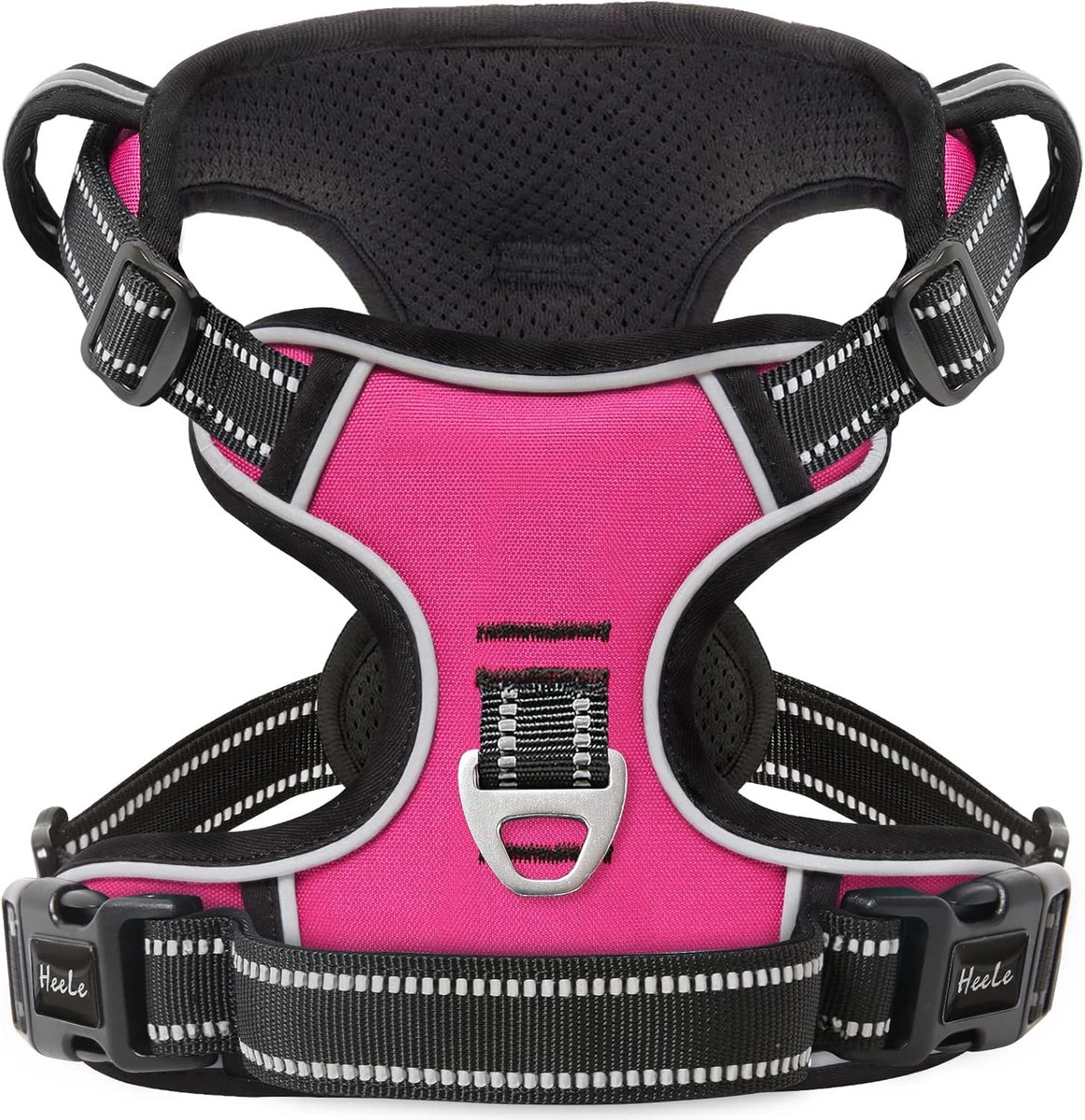 SnelShoppen - Hondenharnas voor Kleine Honden - No Pull Verstelbaar met Handgreep - Reflecterend Pet Vest voor Training en Hiking - Roze Rood - XS