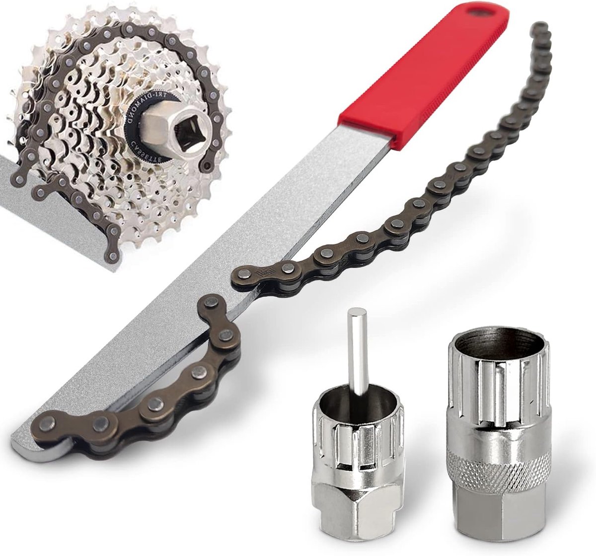 SnelShoppen - Fietskettingafnemer met Cassette Lockring Tool - 3-delige Fiets Gereedschapset voor 6-11 Speed Cassettes, Sprocket Verwijderaar en Disc