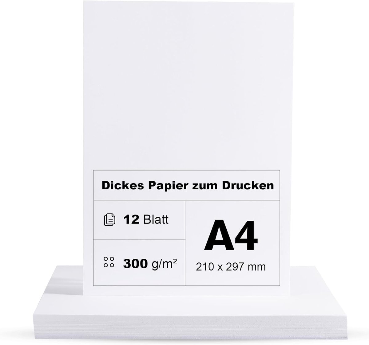 SnelShoppen - Photo cardboard A4 300 g/m² wit - Premium dik papier voor printen - 12 vellen mat - Ideaal voor schrijven, tekenen, feest en hobby