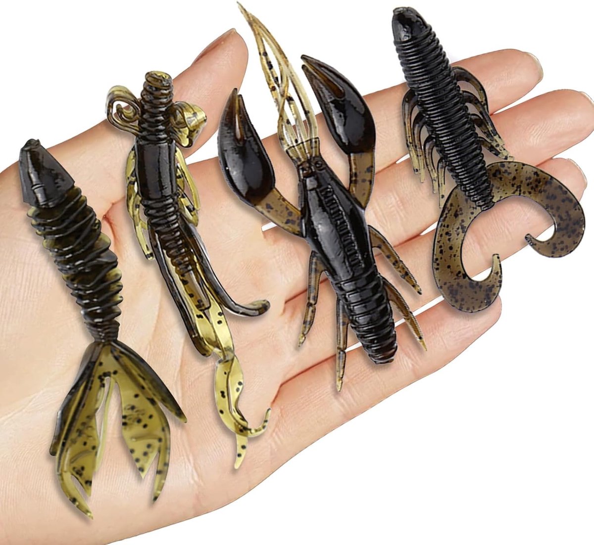 SnelShoppen - 25 Stuks Silicone Garnalenvisaas, Realistische Zachte Garnalen Lures, Perfect voor Zee-, Rivier- en Meer Visserij, Flexibel en Hoogwaard