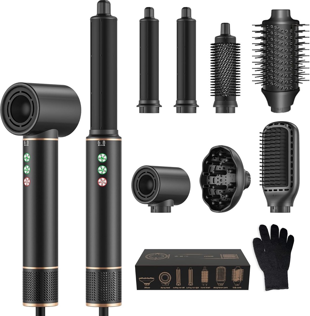 SnelShoppen - 7 in 1 Air Styler Haar Föhn, Magic Twist Haardroger en Krultang, Multifunctionele Haarstyler, Ideaal voor Feest en Dagelijks Gebruik, Kl
