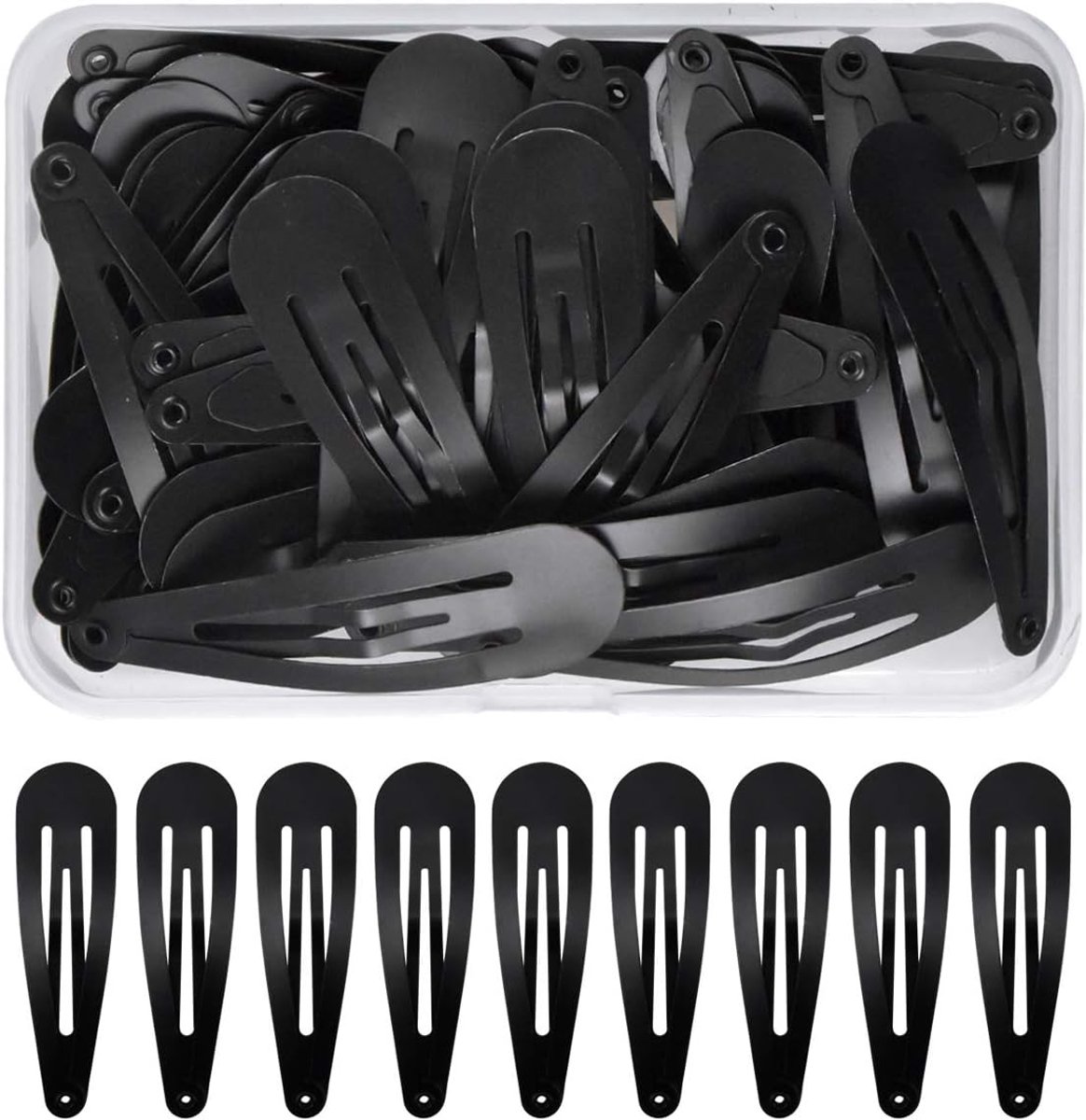 50 Stuks Zwarte Metalen Snap-Haarspelden voor Meisjes en Kinderen - Haaraccessoires
