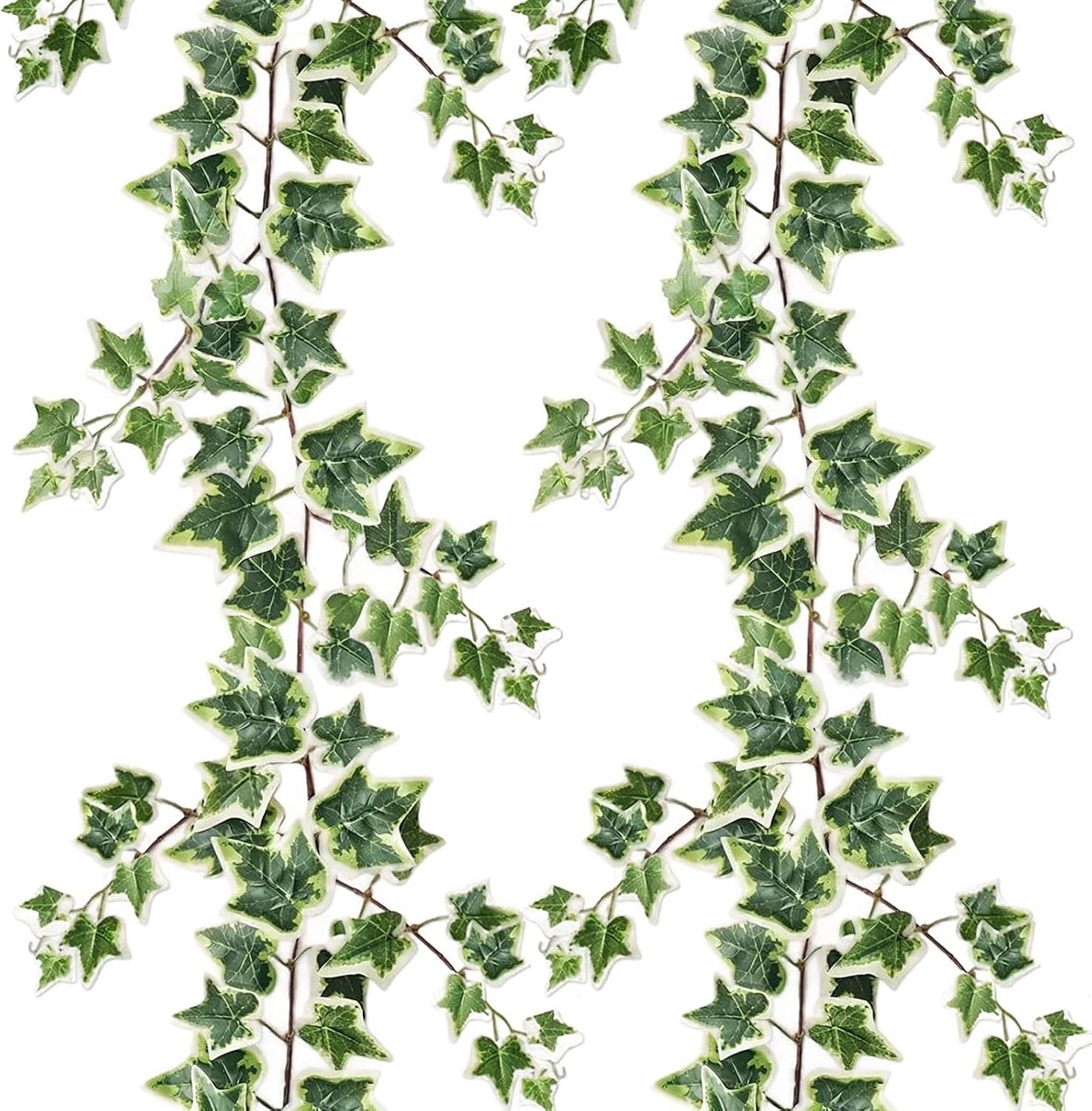 SnelShoppen - Pack van 2 Kunstmatige Klimop 1.8m - Nepplant voor Binnen en Buiten - Decoratie voor Tuin, Balkon, Wand - Groen en Wit