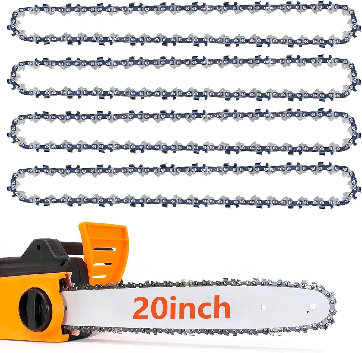 SnelShoppen - Set van 4 Kettingzagen Kettingen 3/8" LP Pitch, 1.5mm Gauge, 50cm Bar, 76 Links - Veiligheidsketting, Laag Terugslag, Vervangingsketting
