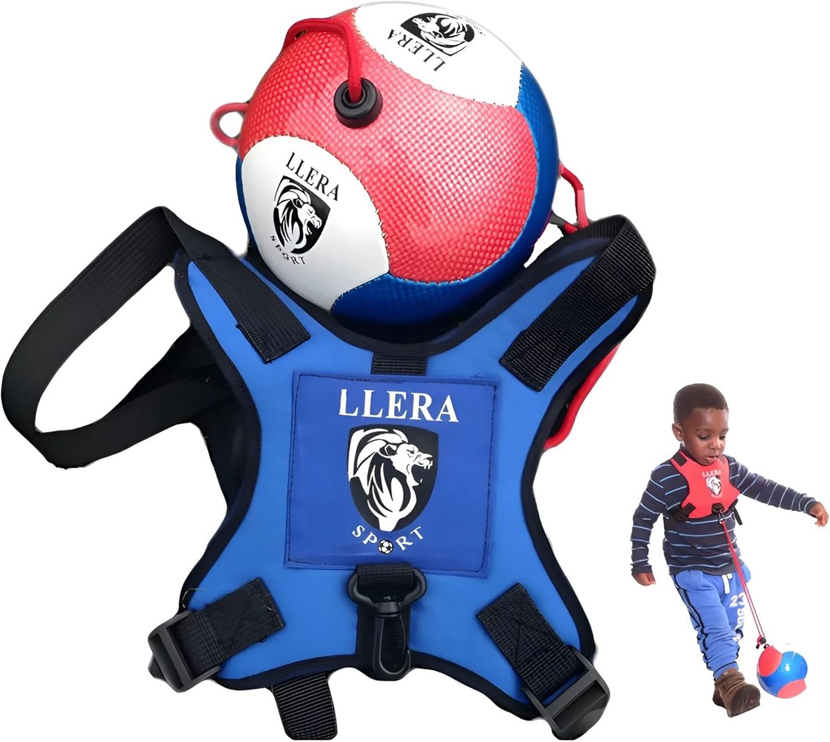 SnelShoppen - Voetbaltrainer voor Kinderen (2-6 Jaar) | Verstelbare Solo Kick Set | Inclusief Maat 2 Bal | Motorische Vaardigheden, Coördinatie & Acti