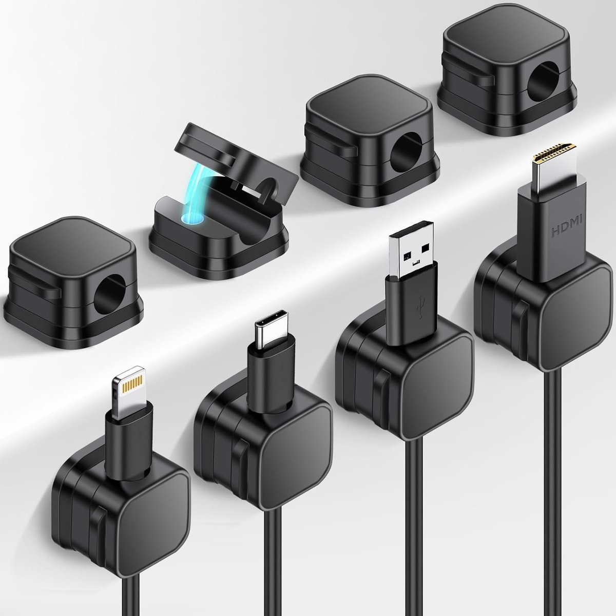 SnelShoppen - 8-delige Magnetische Kabel Organizer, Zelfklevende Kabelbeheerder voor USB Oplaadkabels, Stroomkabels, Muis Kabels voor Thuis en Kantoor