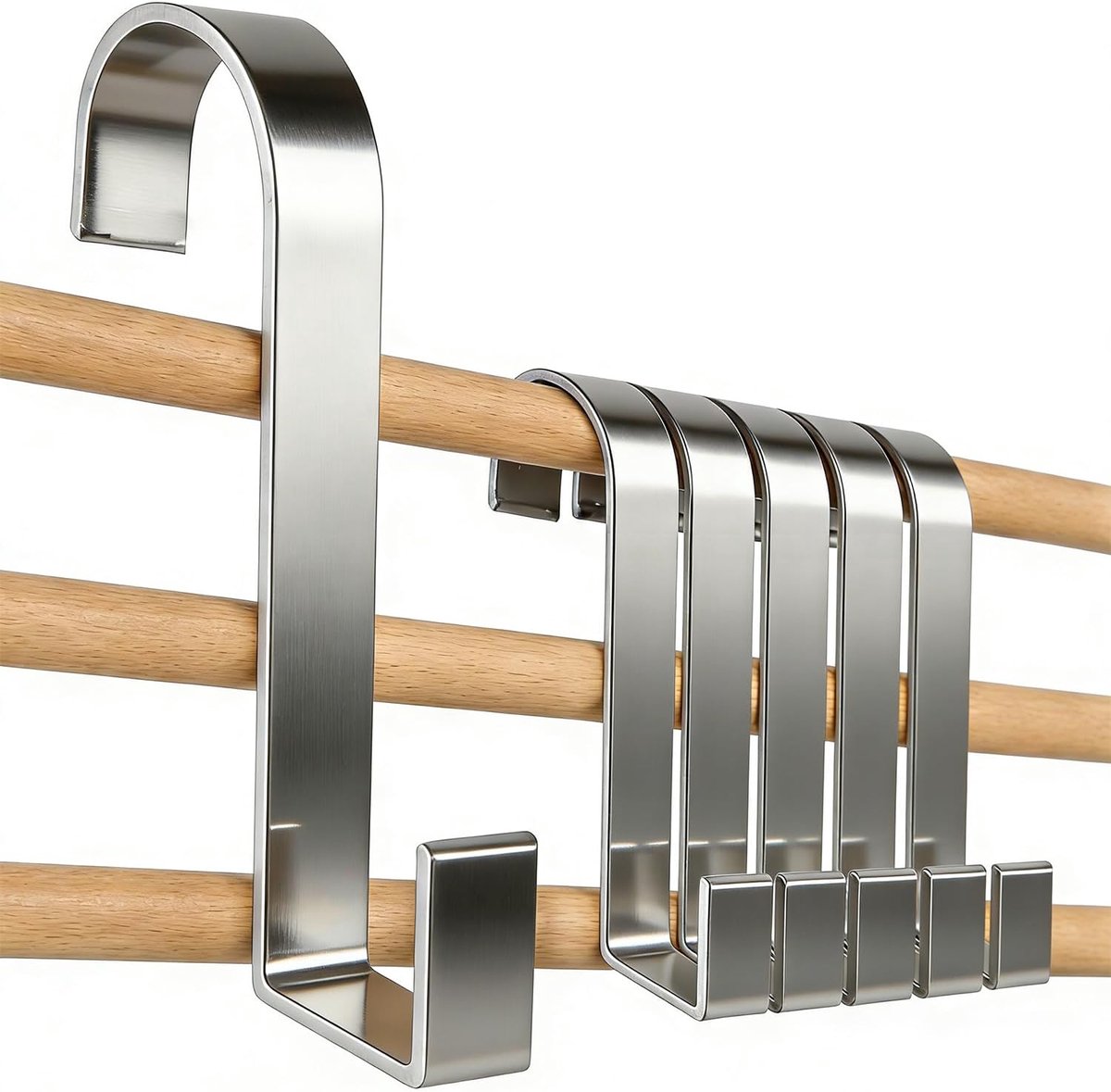SnelShoppen - Set van 6 Deurhaken voor Ophangen, Hoogwaardige RVS Deur Jassenhaken, Stabiele Deur Kapstok voor Keuken, Badkamer en Woonkamer, Universe