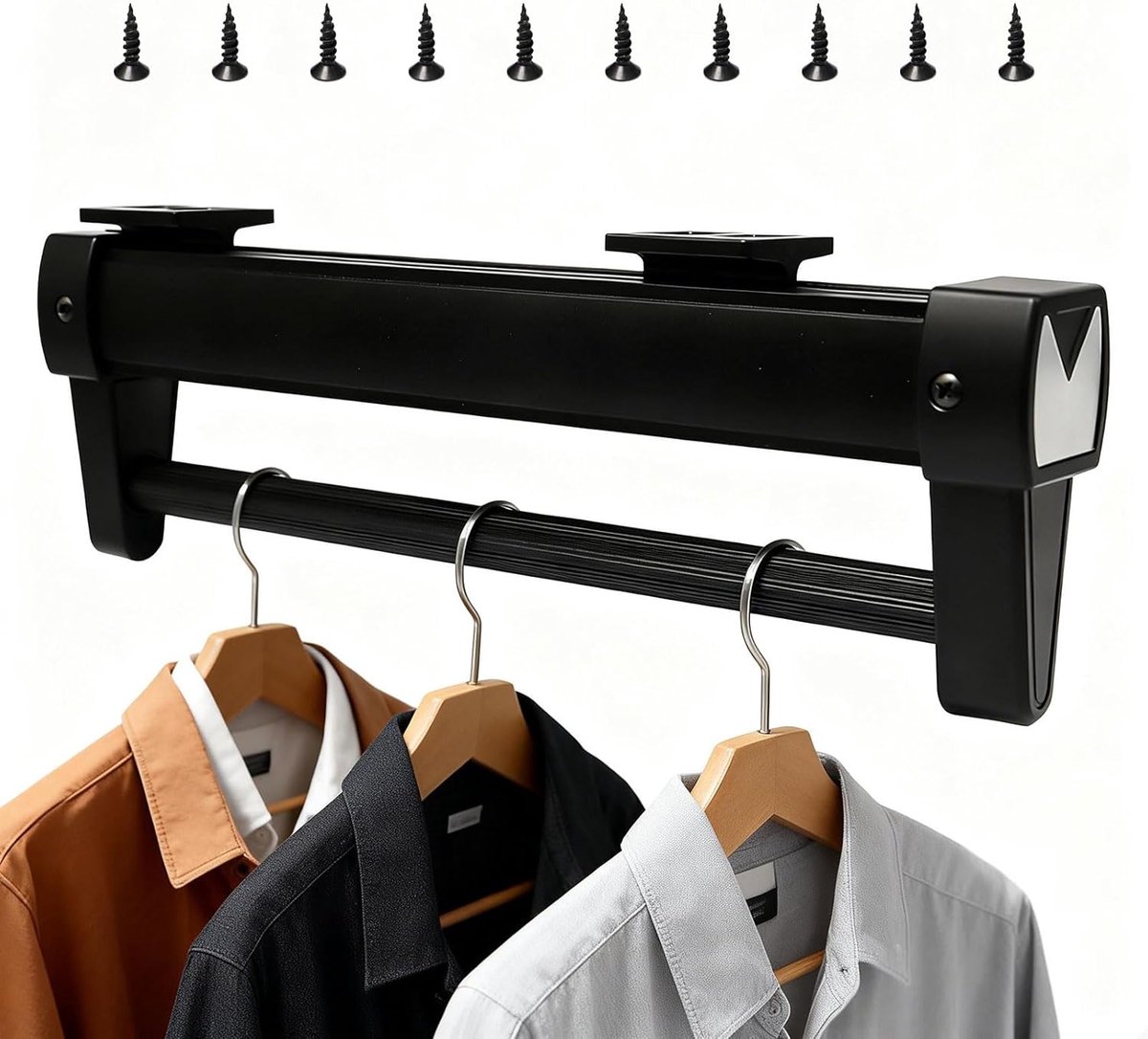 SnelShoppen - Uittrekbare Broekhanger voor Kledingkast, Ruimtebesparende Kledingrail, Robuuste Aluminium + ABS Materialen, Ideaal voor Broeken en Kled