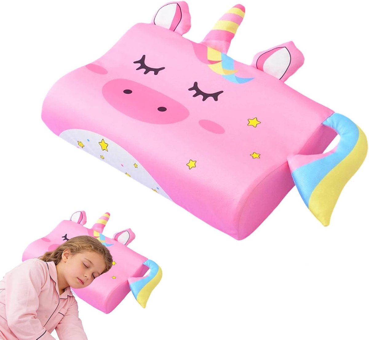 SnelShoppen - Ergonomisch Kinderkussen 46x26 cm - Schlummerkids Calmly - Huidvriendelijk Traagschuim - 3D-Mesh - Voor Beter Slapen & Gezonde Nekonders