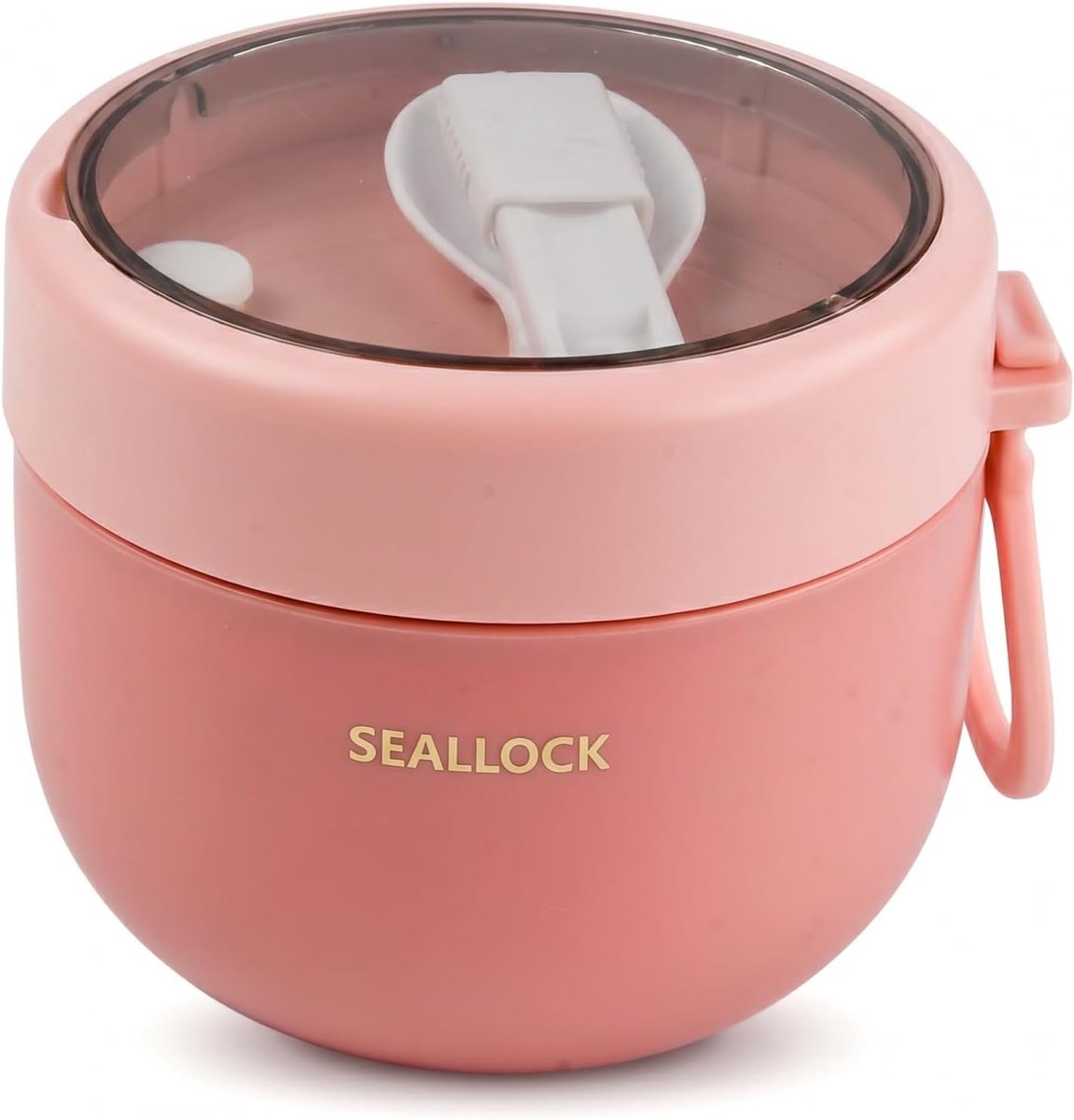 SnelShoppen - Thermocontainer voor levensmiddelen 600 ml - Roestvrij staal - Luchtdicht - Inclusief lepel en handvat - Ideaal voor soep, yoghurt, mues
