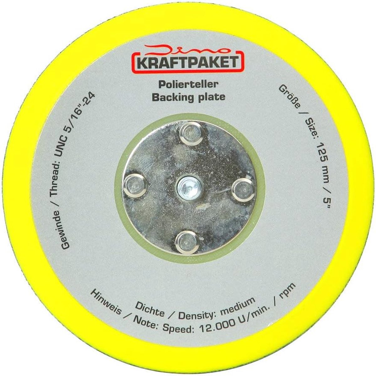 SnelShoppen - 125mm Backing Pad met Polijstpad voor Eccentrische Polisher - 5/16-24 Draad - Geschikt voor 600W-8mm en 650W-9mm - Geel