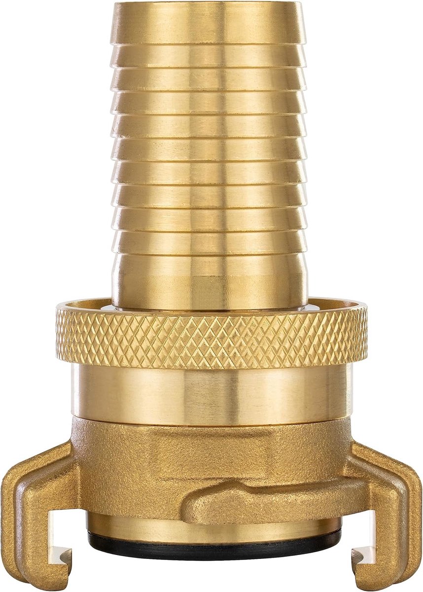 SnelShoppen - Brass Suction en Hoge Druk Koppeling 1 Inch voor Waterpomp, Geka Systeem, 25mm Slang, Max. 25 Bar, Met Sealing Ring en Lock Nut, Tuin en