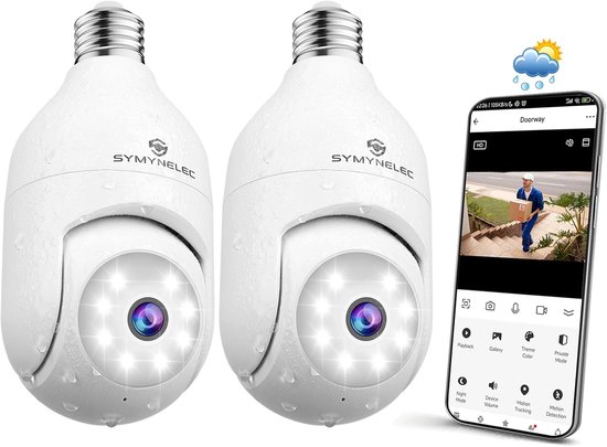 SnelShoppen - 5 GHz/2.4 GHz Buiten Camera, Wifi Lamp, 2K 4 MP Draadloze Bewakingscamera met Geluids- en Duidelijke Alarm, Kleur Nachtzicht, Tweerichti van Snelshoppen — afbeelding 3