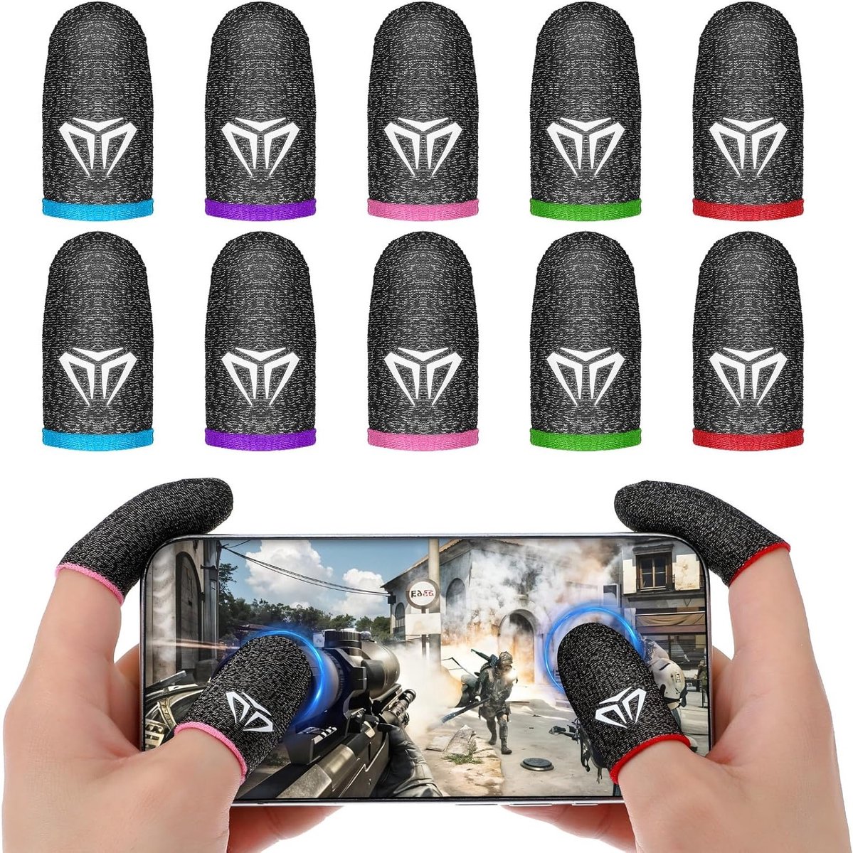 10 Stuks Gaming Vinger Mouwen van Elastaan - Ademend, Antizweet en Comfortabel voor Mobiele Spellen