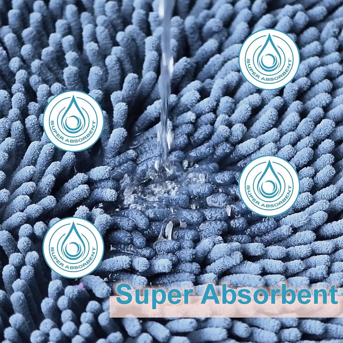 SnelShoppen - Run Helix Chenille Badmat Antislip - Super Absorberend en Wasbaar, 50 x 80 cm, Mist Blauw, Ideaal voor Badkamer, Toilet en Binnenruimtes