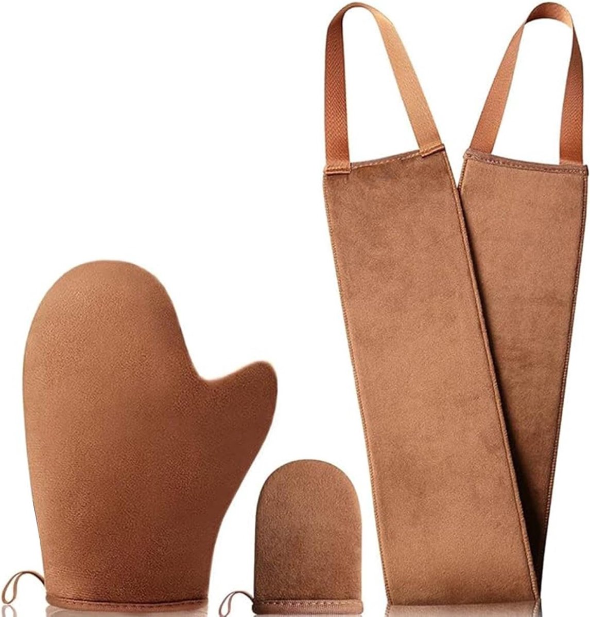 Set van 3 Zelfbruinende Handschoenen voor Gezicht en Lichaam, Herbruikbare en Zachte Applicators voor een Egale Tan en Makkelijk Aanbrengen van Zonnebrandcrème