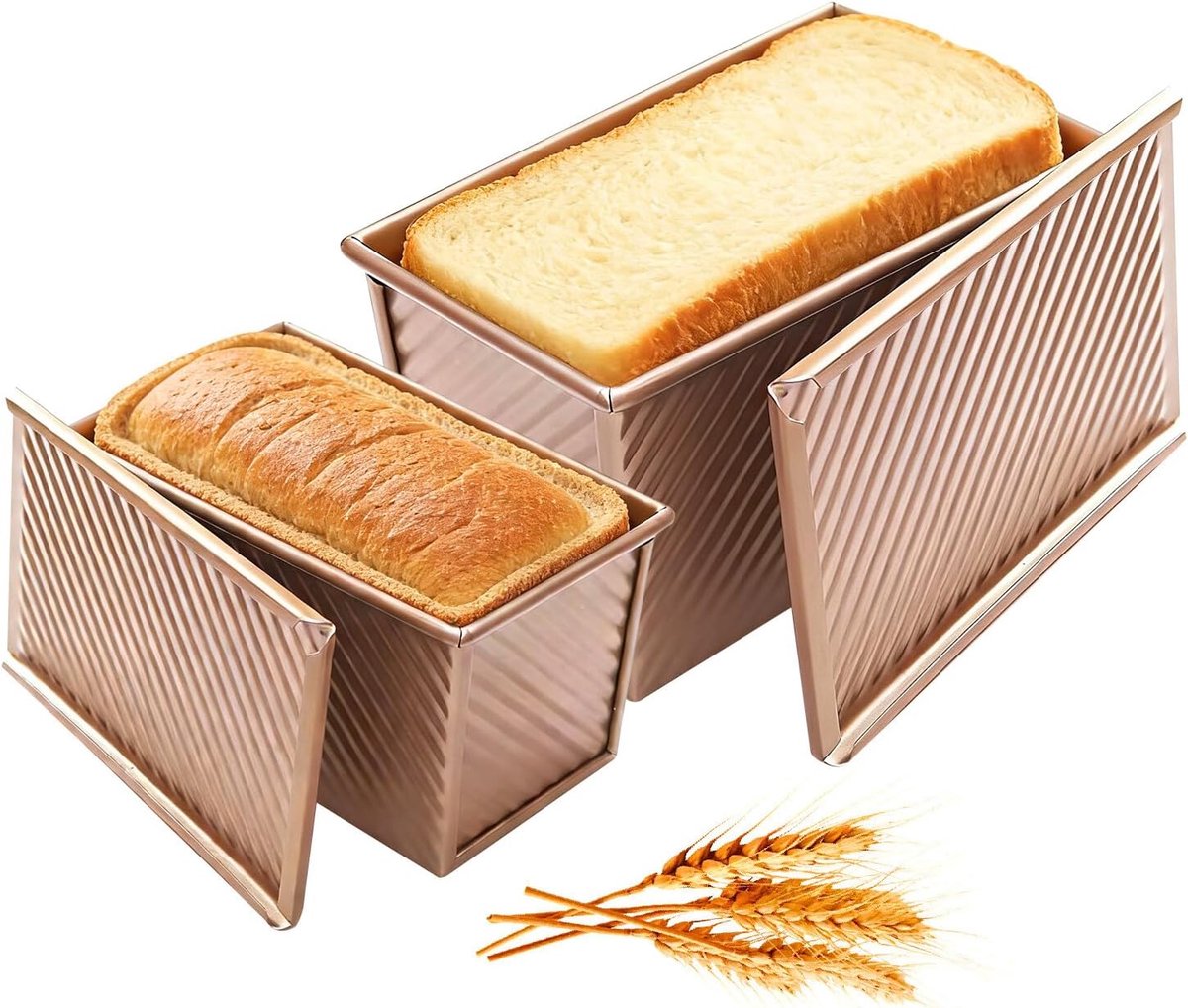 SnelShoppen - Set van 2 Broodvormen met Deksel 1000g+450g – Antiaanbak Stalen Bakvorm Voor Brood, Toast, Cake en Gebak, Ideaal Voor Thuisgebruik