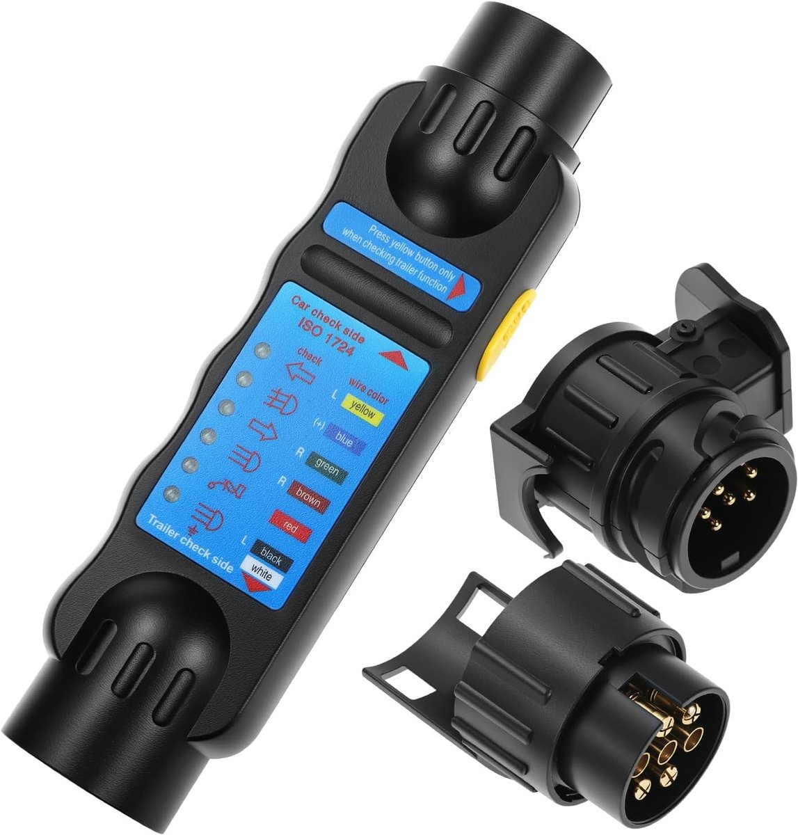 SnelShoppen - Aanhanger Testapparaat 7-polig en 13-polig, Betrouwbaar Schakelingstestapparaat voor Auto's, Caravans en Campers, 12V Bedradingdiagnose,