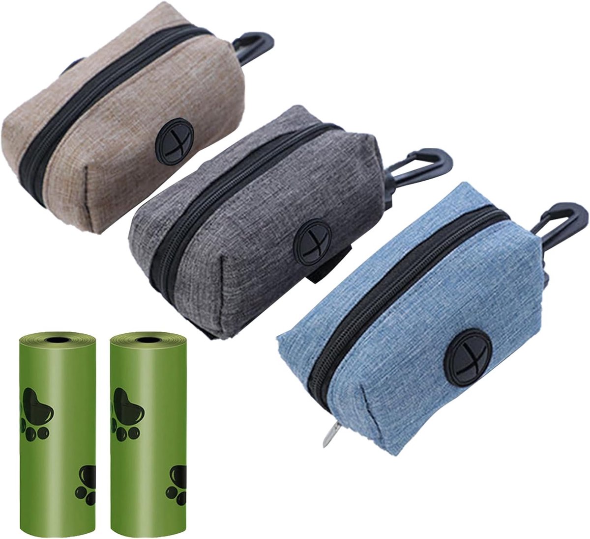 SnelShoppen - Dog Poepzakhouder Set - 3 Stuks Poepzakdispenser met 2 Rollen Poepzakken - Praktische en Kleurige Poepzakhouder voor Hondenliefhebbers,