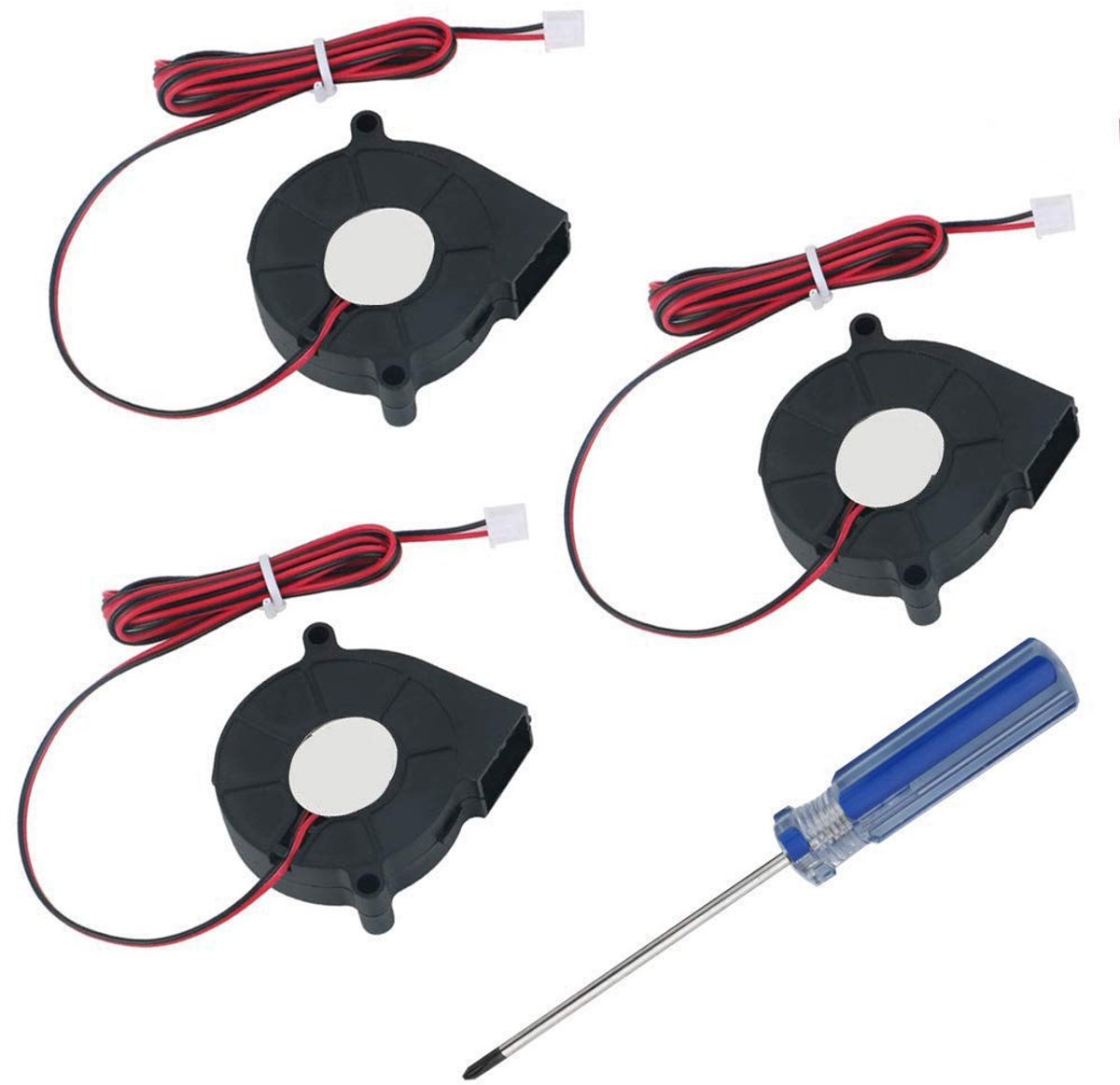 SnelShoppen - 3Pcs DC 12V Ventilator voor 3D Printers, 2 Pins Koelventilator, Borstelloze Turbine, Radiator, 50x50x15mm, Zwart, Ideaal voor Warmtebron