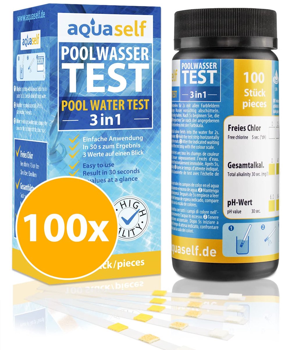 SnelShoppen - Water Test Strips voor Zwembad - pH, Chloor, Alkaliteit - 100 Stuks - Gemakkelijk en Snel Resultaat - Ideaal voor Tuin en Recreatie