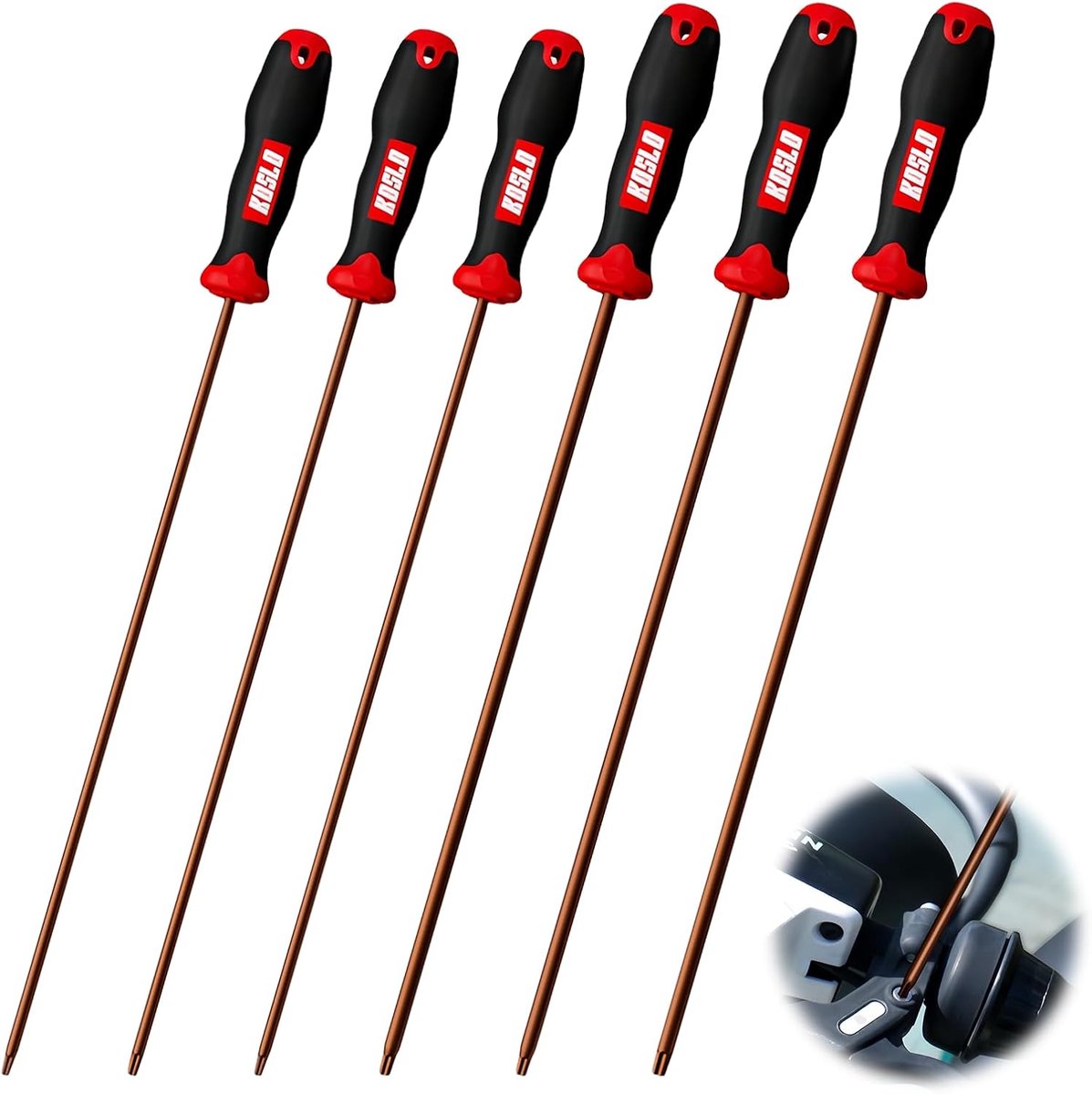 SnelShoppen - 6-delige Long Torx Schroevendraaier Set - Magnetische Ster Schroevendraaiers met 300 mm Lemmet - Professionele Gereedschapset met Kunsts