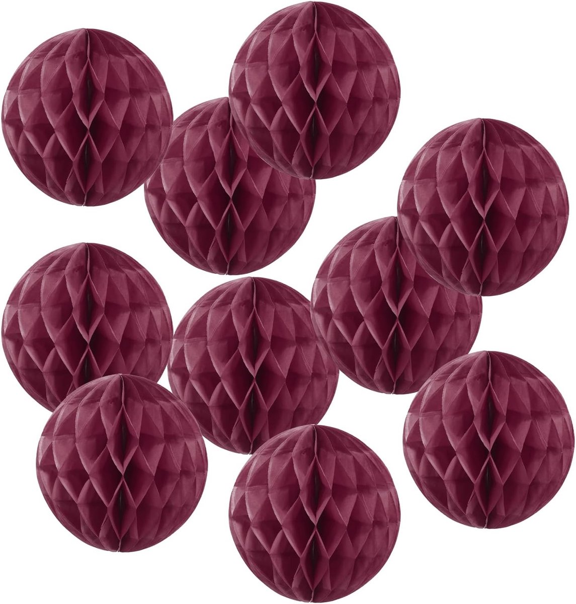 SnelShoppen - 10 Stuks 6 Inch Papieren Pompoms Bloemballen in Bordeaux - Feestdecoratie voor Verjaardag, Bruiloft en Thuis - Duurzaam en Herbruikbaar