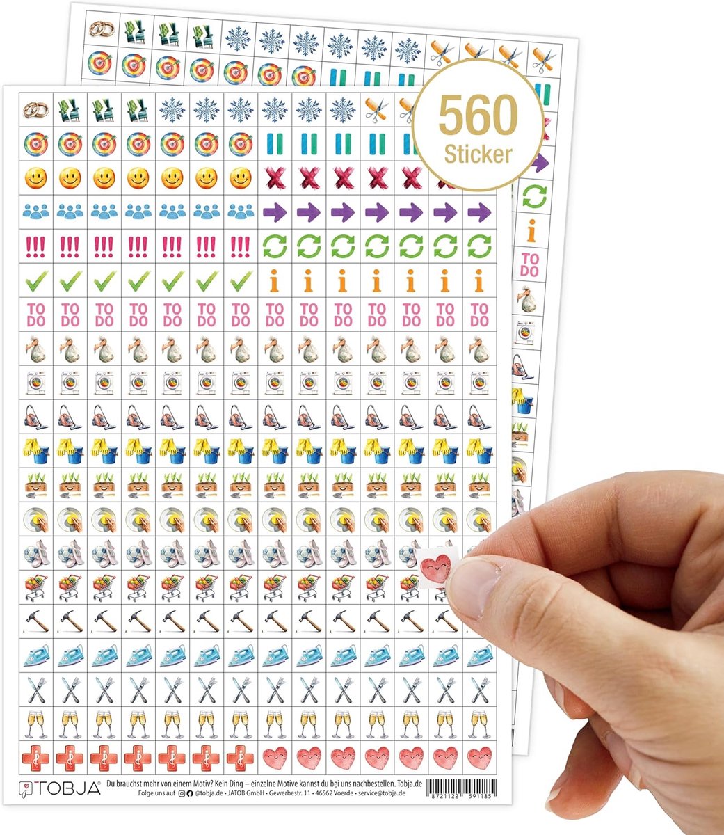 SnelShoppen - Set van 560 Kleurrijke Stickers voor Kalender en Organizer - Ideaal voor Planning, Dagboek, Foto Album, Activiteiten, Thuis, Werk, Tuin