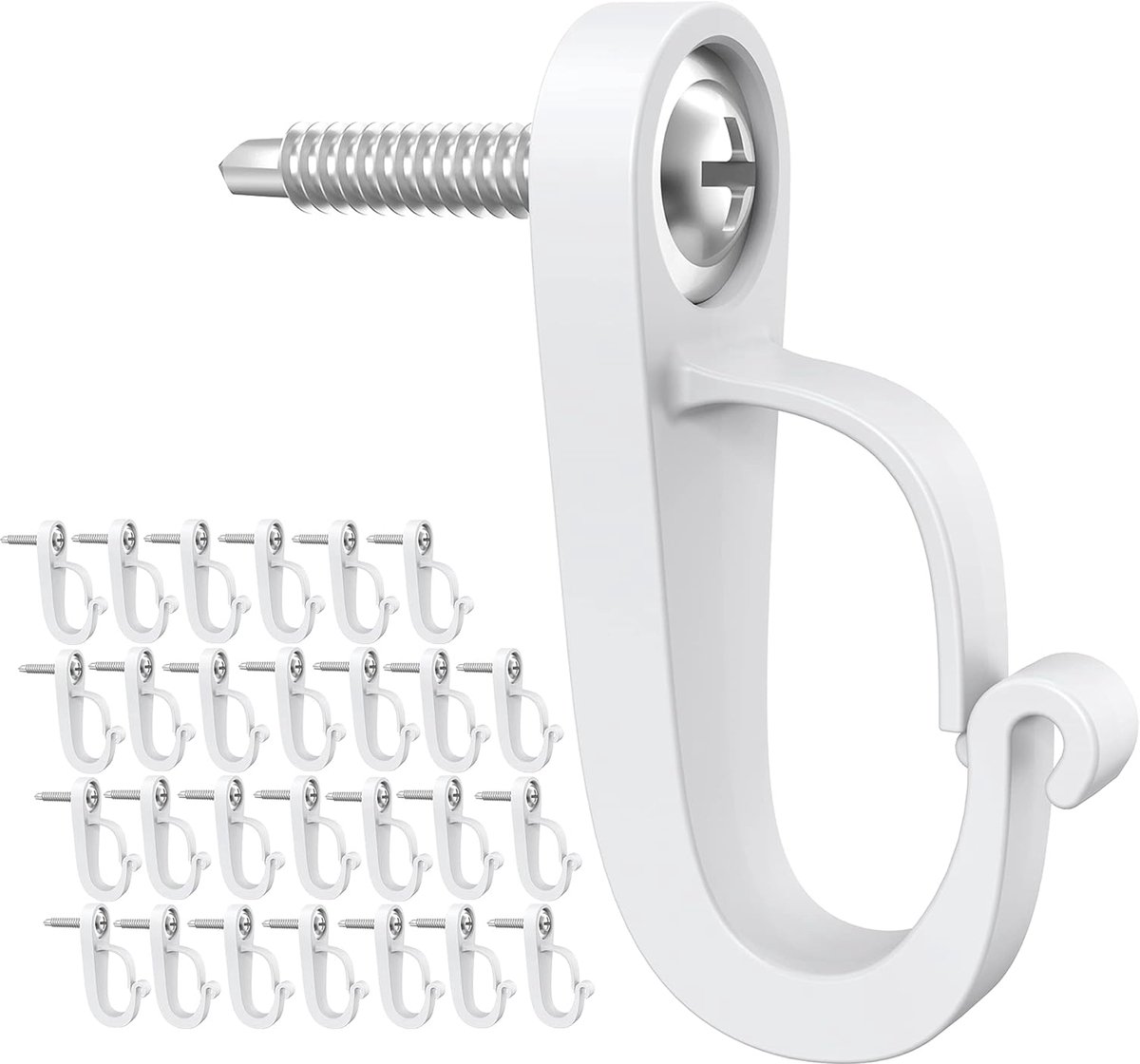 SnelShoppen - 28-Pack Q-Hanger Haken, Schroefhaken voor Buitenverlichting en Garage, Veiligheidsbuckle Ontwerp voor Feestdecoraties, Makkelijk te Beve