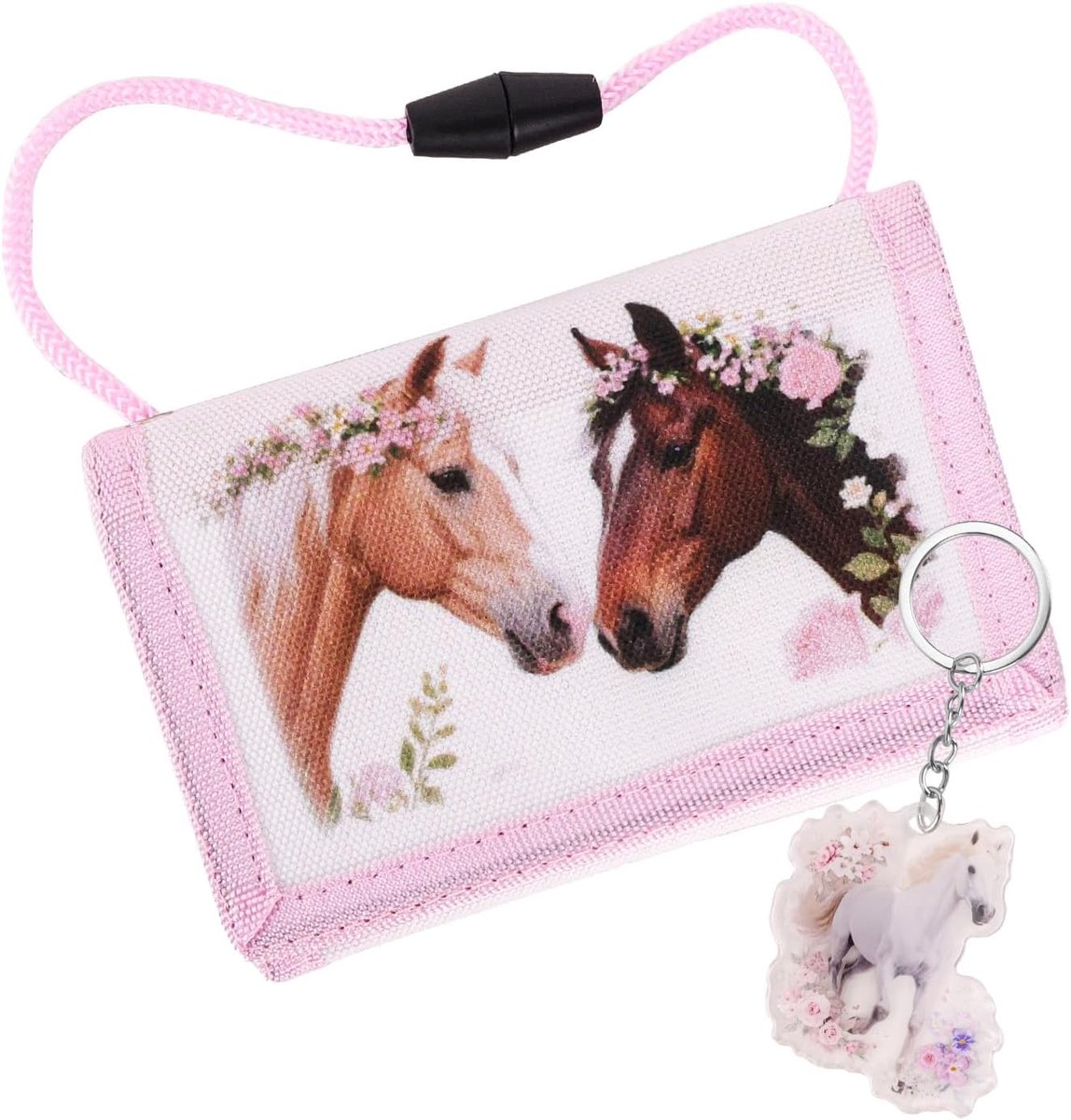 SnelShoppen - GADITIEK Kids Wallet met Voetbalontwerp, Necktas met Sleutelhanger, Groen en Zwart, Paard, Klein, Sport, Voor Kinderen, Cadeau, Verzamel
