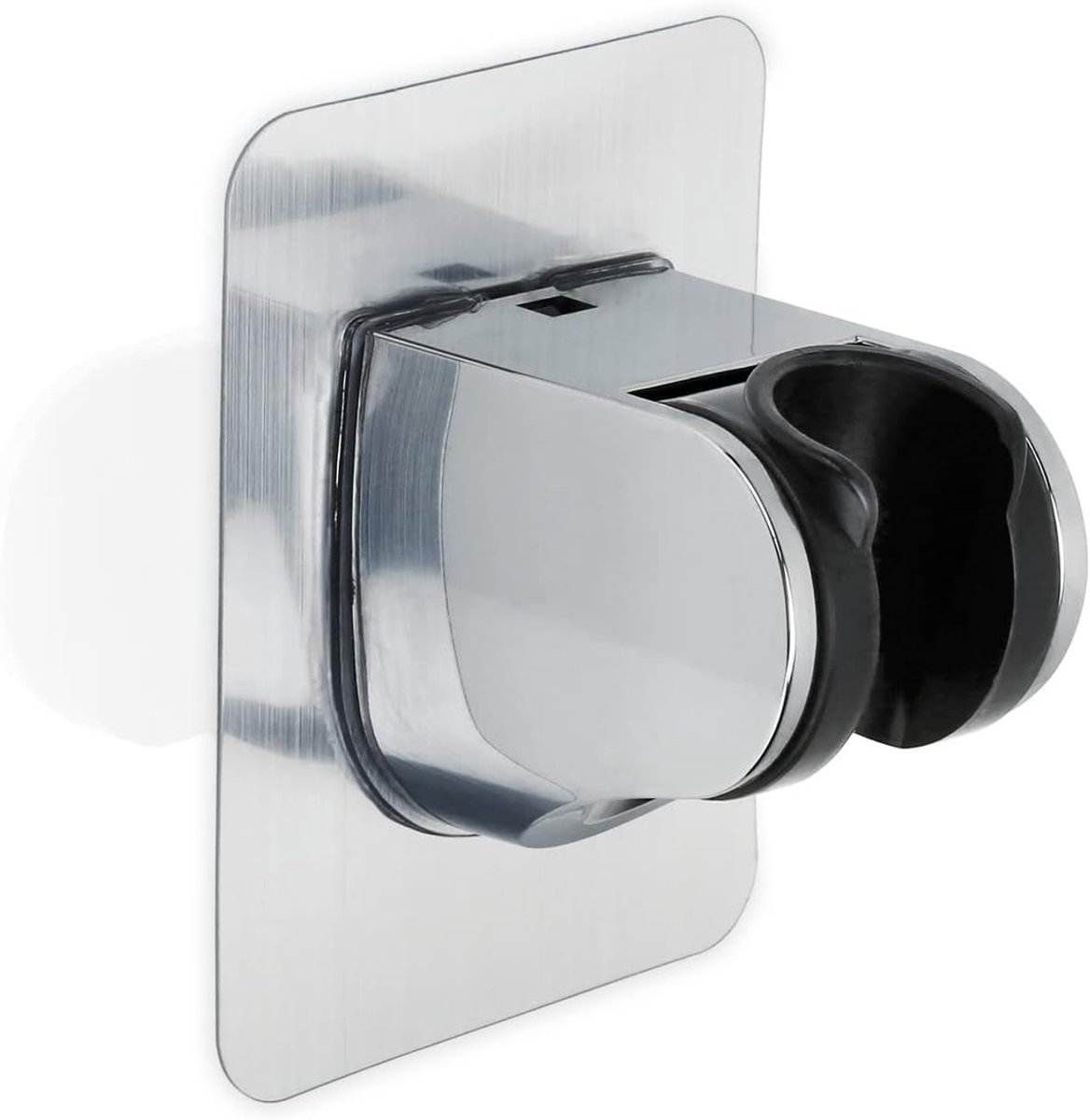 SnelShoppen - Handdouche Houder Zonder Boren - Chrome Silver - 7 x 9.5 x 6 cm - Verstelbare Hoek - Waterproof - Sterke Lijm - Douchekop Houder