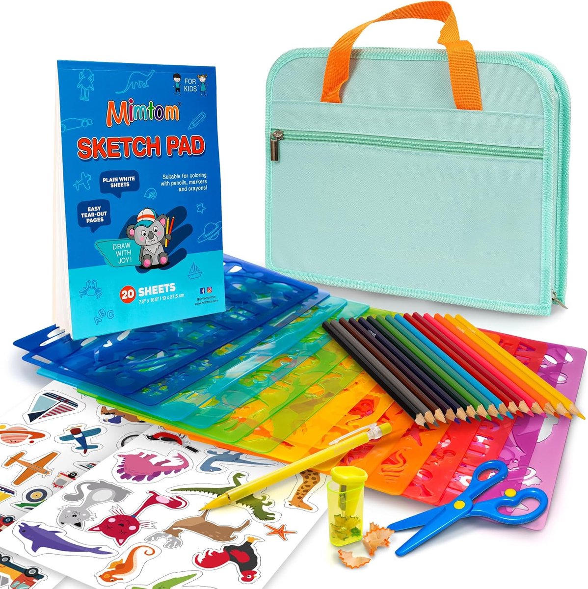 SnelShoppen - Mimtom Tekensjablonen voor Kinderen | 51-delige Creatieve Teken Set met Meer dan 270 Vormen voor Ontwikkeling van Creatieve Geest | Veil