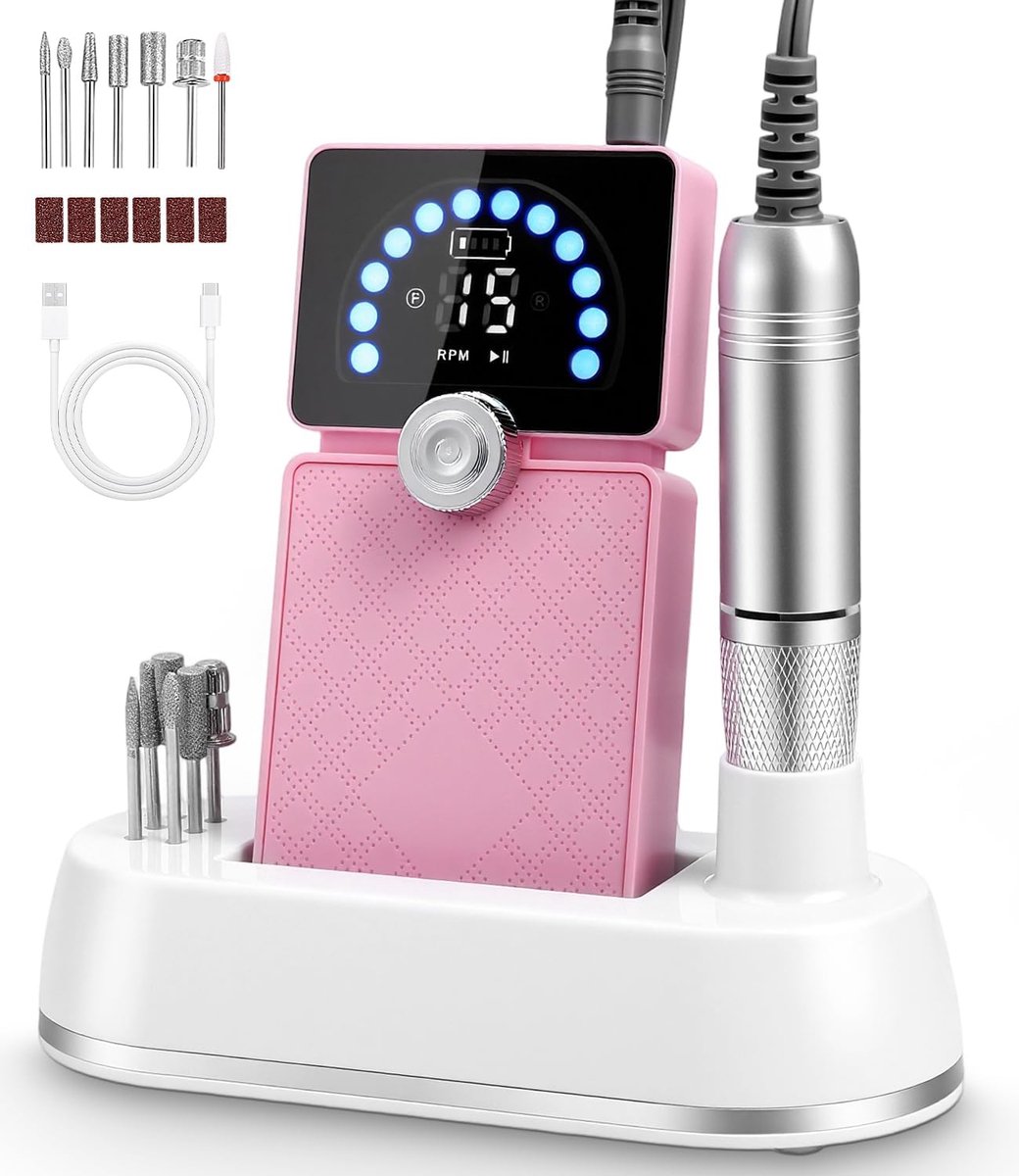 SnelShoppen - Professionele Elektrische Vijl en Nagelsander Set 50.000 RPM met LCD Display en 7 Accessoires voor Manicure en Pedicure