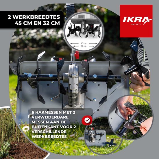 IKRA elektrische tuinfrees IEM 1500, 1.500 W, verstelbare werkbreedte van 32 tot 45 cm — afbeelding 4