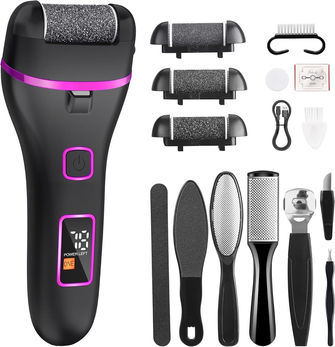 SnelShoppen - Elektrische Voetvijl, Oplaadbare Waterproof Voetverzorging Remover, Harde Huid Verwijderaar voor Gebarsten Hielen, Professionele Pedicur