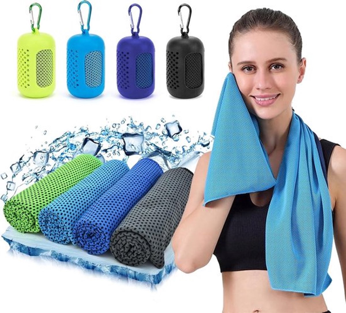 Set van 4 verkoelende handdoeken - Sneldrogende nekverkoelende handdoeken - Sporthanddoeken - Microvezel sporthanddoeken - Fitnessverkoelende handdoeken - Zweetabsorberende verkoelende handdoeken