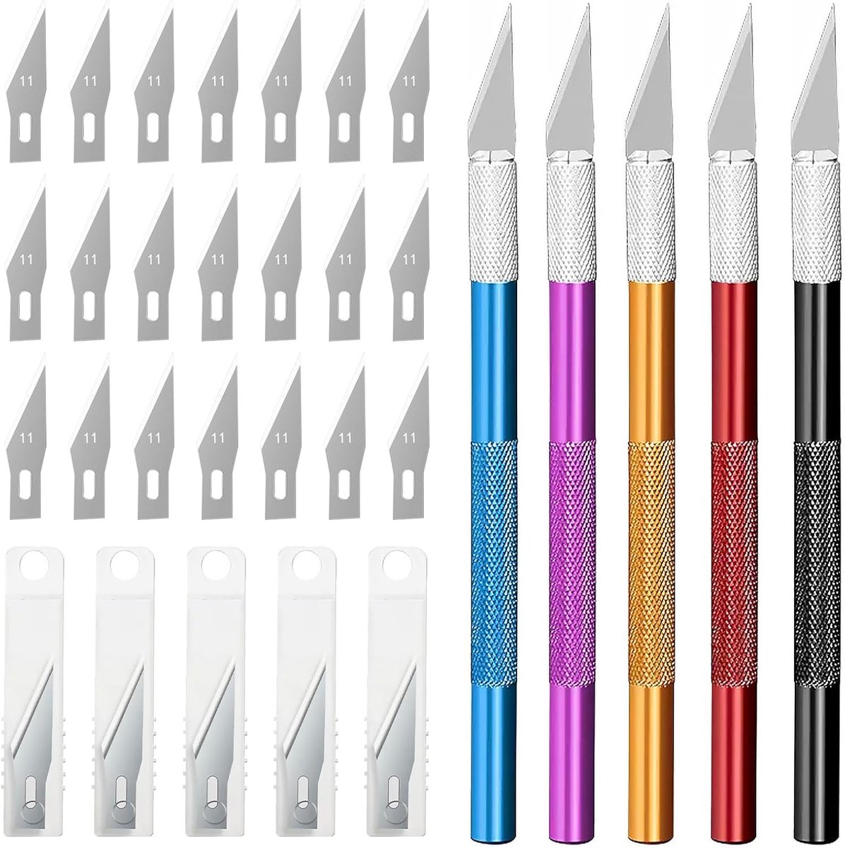 SnelShoppen - 30-delige Set Craft Knives - 5 Kleuren, 5.6 Inch Stalen Precisie Snijmes met 25 Vervangende Messen voor DIY, Kunst en Knutselen