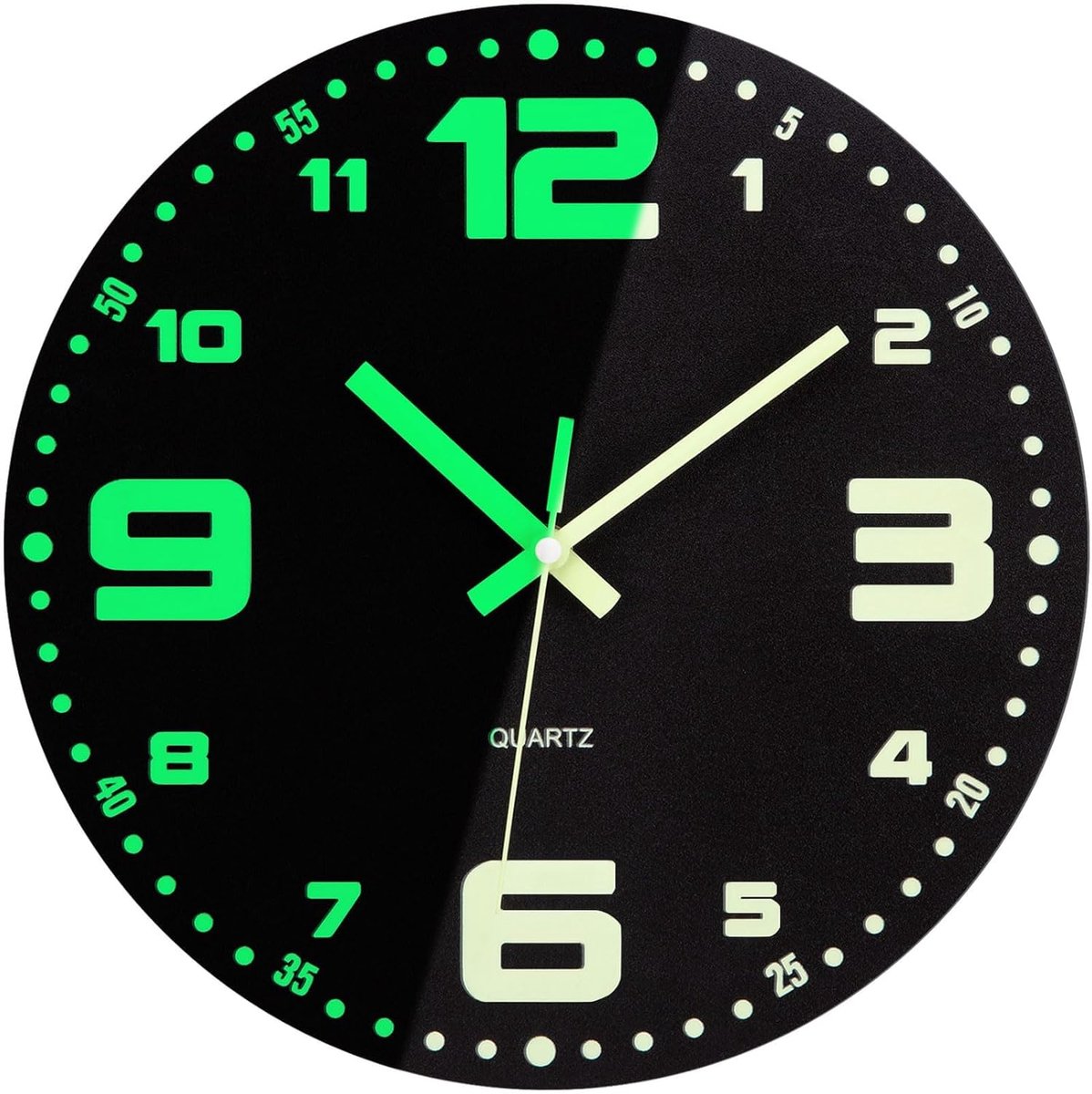 SnelShoppen - Luminous Wandklok 30cm - Glimlicht in het Donker - Grote Digitale Houten Klok - Stil en Niet-Tikkend - Decoratieve Ronde Klok - Eenvoudi