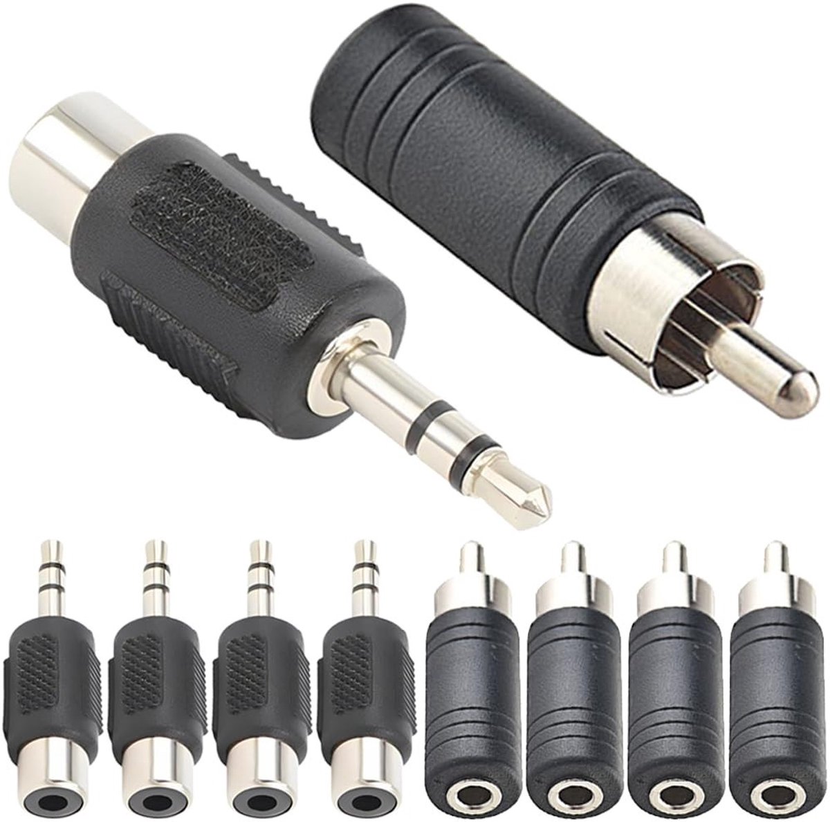 1/8 inch Female Stereo Jack naar RCA Mono Male Adapter en 3.5mm Male Stereo Plug naar RCA Mono Female Adapter, Versterking, Geluidsverbinding, 10 Stuks