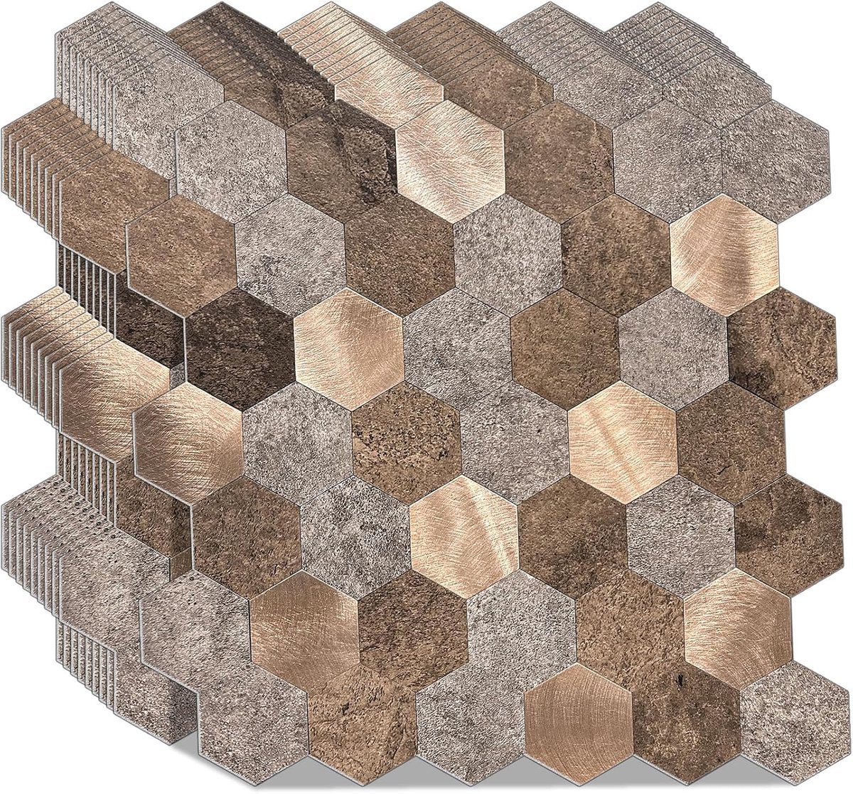 SnelShoppen - Stick on Tiles Keuken - 10 Stuks Zelfklevende Wandtegels - Dikke Marmerlook Aluminium Tegels voor Premium Interieur - Metallic Effect vo