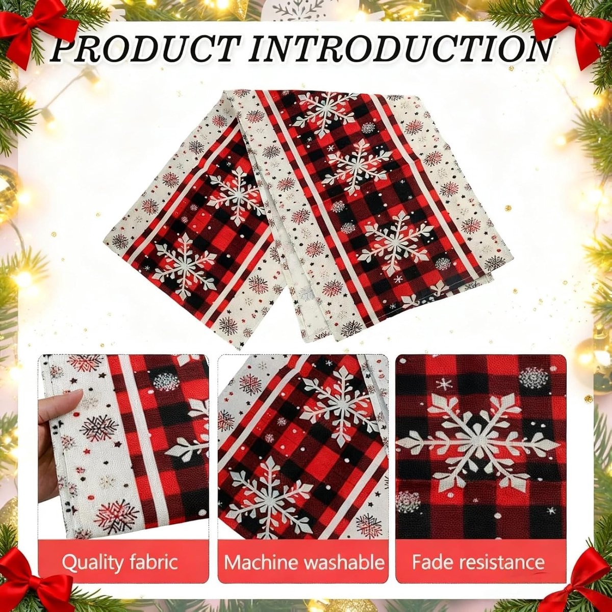 SnelShoppen - Kerst Tafelloper 33 x 183 cm - Luxe Rode Tafelkleed voor Kerstdecoratie - Duurzaam Katoen en Linnen - Winterse Tafelversiering voor Fees