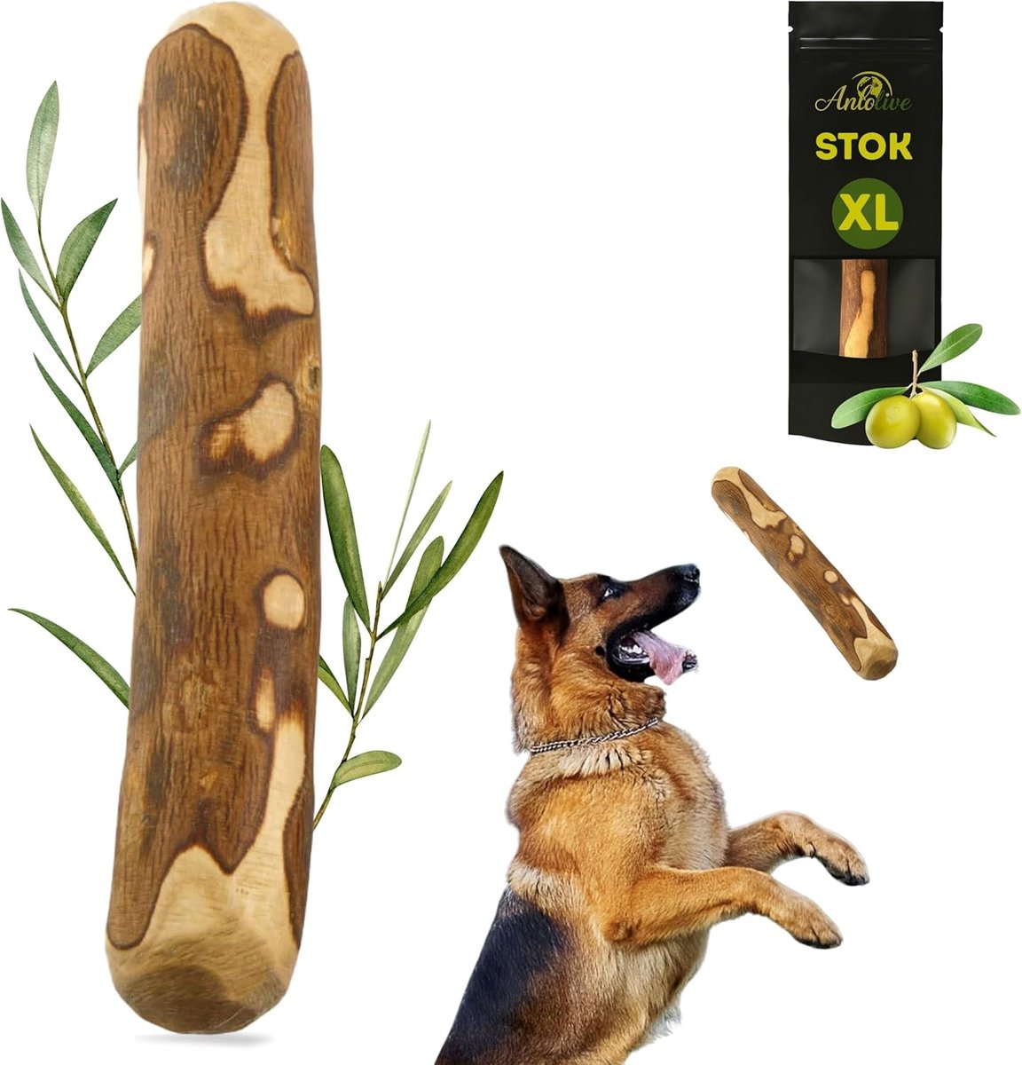 SnelShoppen - Natural Chewing Rod XL 27-30cm voor Grote Honden | Gezonde en Duurzame Olijfhout Speeltjes | Vermindert Angst, Verzorgt Tanden en Verlic