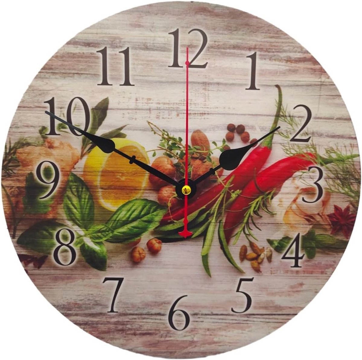 SnelShoppen - MDF Houten Wandklok Stille Quartz 30cm Ronde Keuken Klok Makkelijk Afleesbaar Retro Decoratie voor Kamer Thuis Kantoor