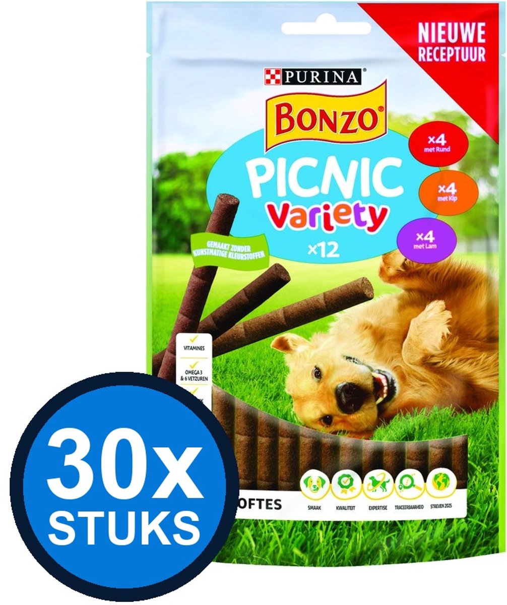 30x Bonzo - Picnic Variety - Hondenvoer Snacks - 100 g