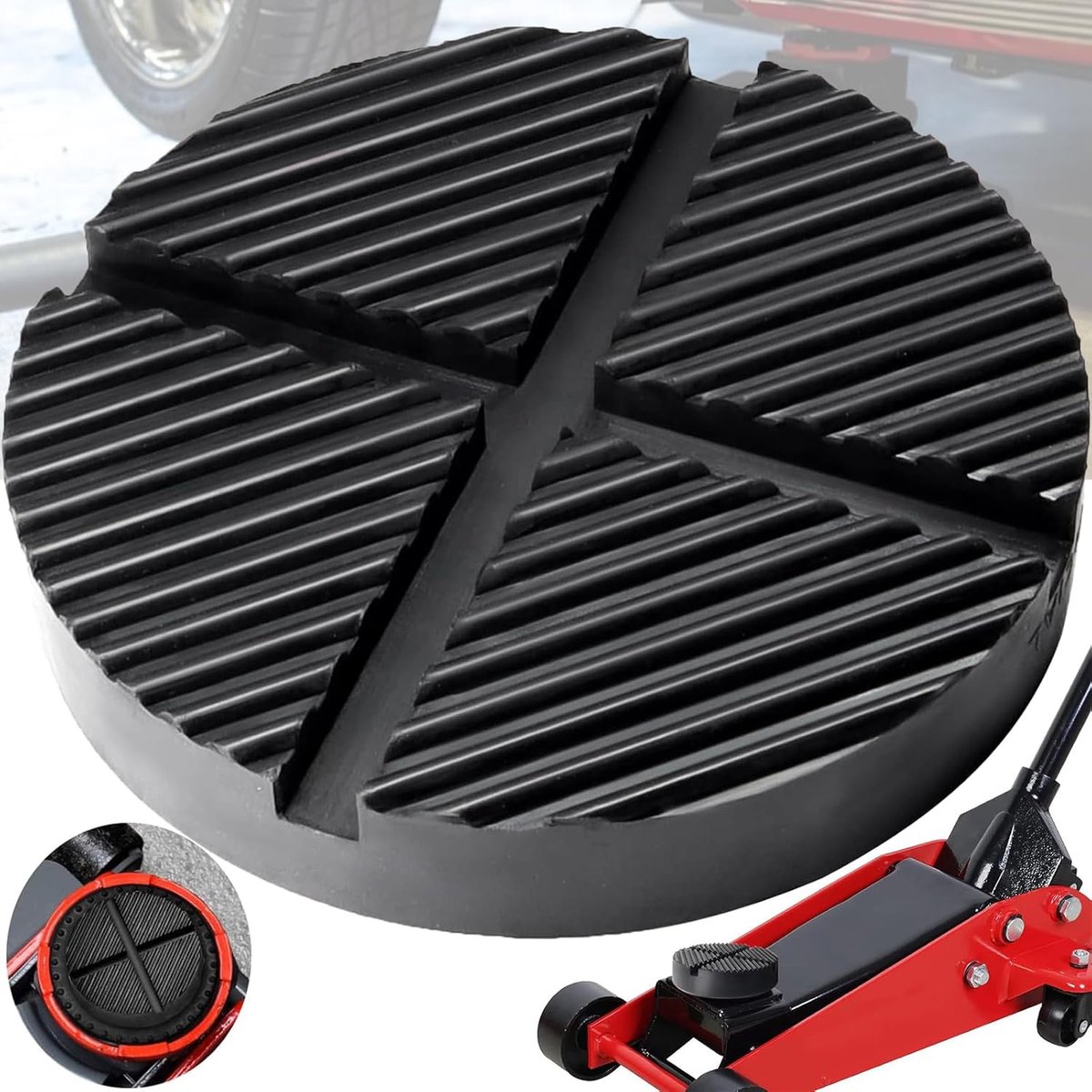 SnelShoppen - Jack Rubber Pad, Grooved Rubber Pad voor Universele Slots Frame, Antislip, Duurzaam Natuurrubber voor Tyrewissel, Geschikt voor Auto, Mo